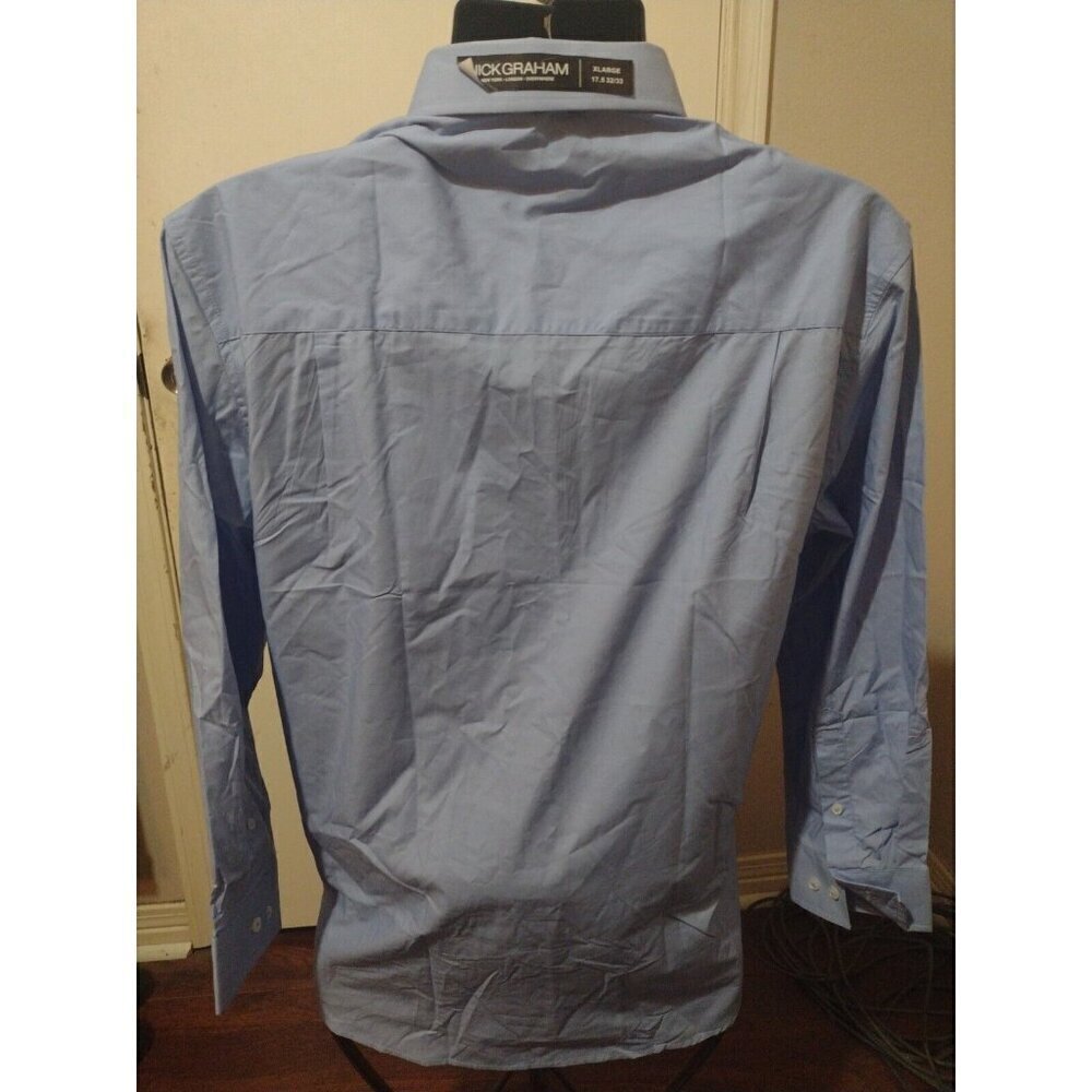 New NWT Nick Graham Men's Blue Modern-Fit Dress Button Shirt Size XL 17.5 32-33 - Picture 7 of 12